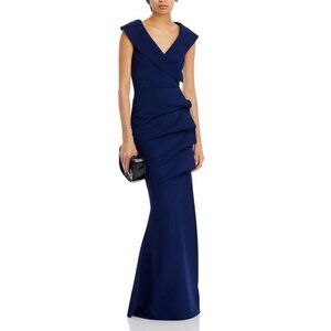 NWT Chiara Boni La Petite Robe Off Shoulder Navy Gown